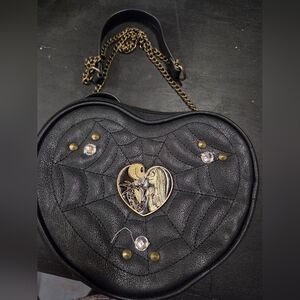 Disney Nightmare Before Christmas Jack And Sally Heart Crossbody Purse Bag